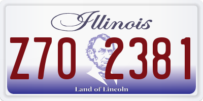 IL license plate Z702381