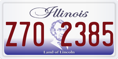 IL license plate Z702385