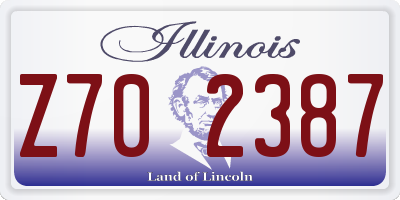 IL license plate Z702387