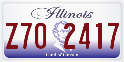 IL license plate Z702417