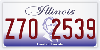 IL license plate Z702539