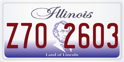 IL license plate Z702603