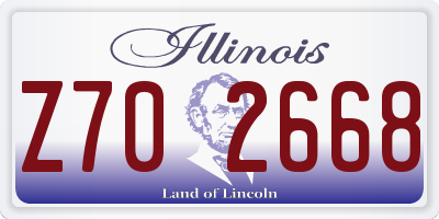 IL license plate Z702668