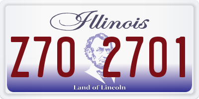 IL license plate Z702701
