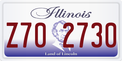IL license plate Z702730