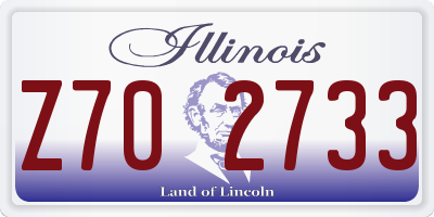 IL license plate Z702733