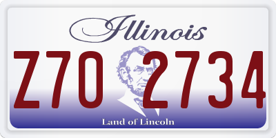 IL license plate Z702734