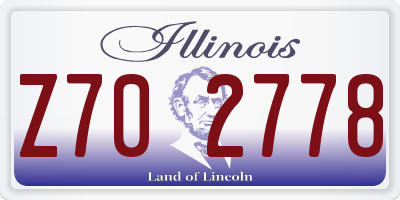 IL license plate Z702778