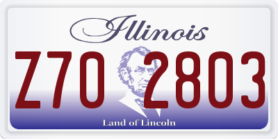 IL license plate Z702803