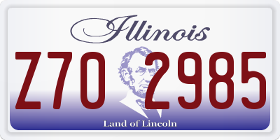 IL license plate Z702985