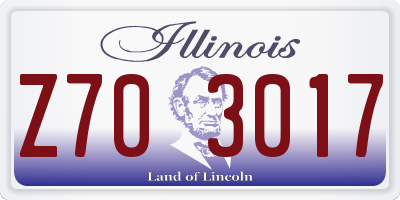 IL license plate Z703017