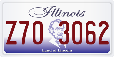 IL license plate Z703062