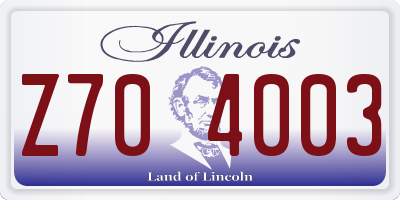 IL license plate Z704003