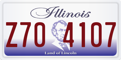 IL license plate Z704107