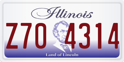 IL license plate Z704314