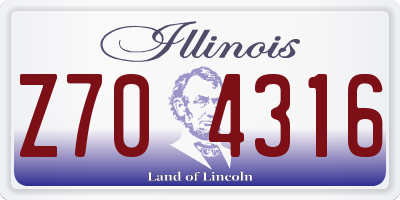 IL license plate Z704316