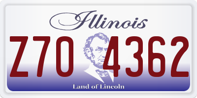 IL license plate Z704362
