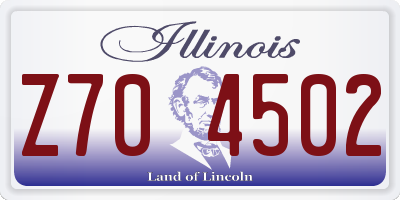 IL license plate Z704502