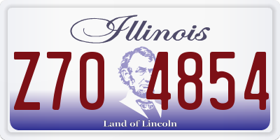 IL license plate Z704854