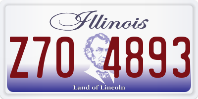 IL license plate Z704893