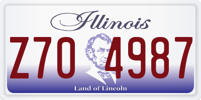 IL license plate Z704987