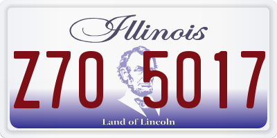 IL license plate Z705017
