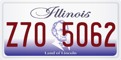 IL license plate Z705062