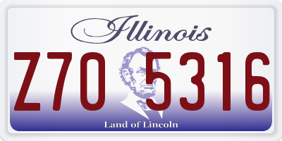 IL license plate Z705316