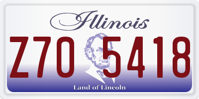 IL license plate Z705418