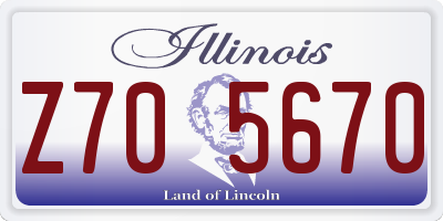 IL license plate Z705670