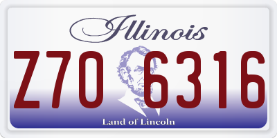 IL license plate Z706316
