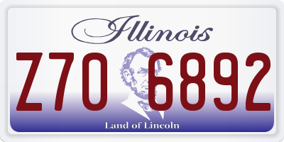 IL license plate Z706892