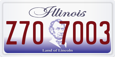 IL license plate Z707003
