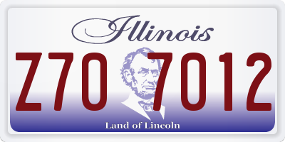 IL license plate Z707012