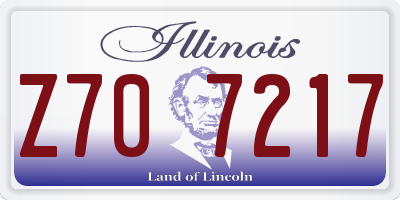 IL license plate Z707217