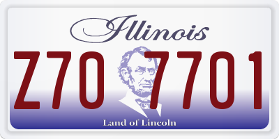 IL license plate Z707701