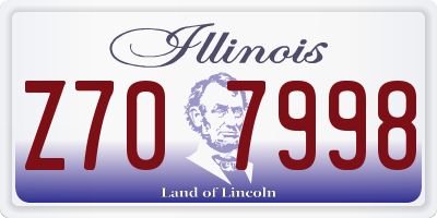 IL license plate Z707998