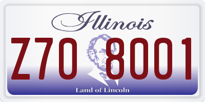 IL license plate Z708001