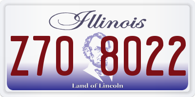 IL license plate Z708022