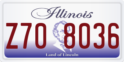 IL license plate Z708036