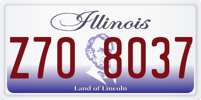 IL license plate Z708037