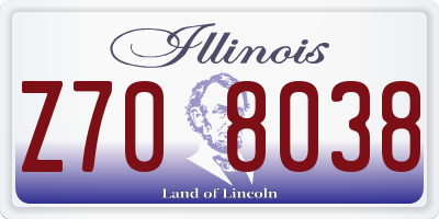 IL license plate Z708038