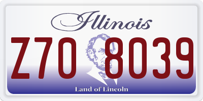 IL license plate Z708039
