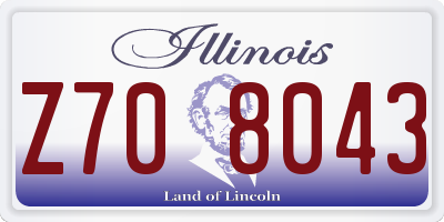 IL license plate Z708043