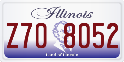 IL license plate Z708052