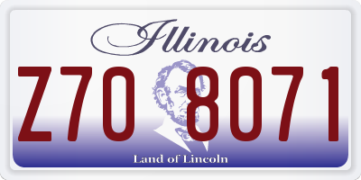 IL license plate Z708071