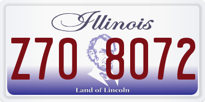 IL license plate Z708072