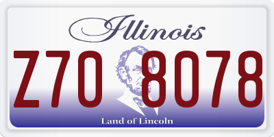 IL license plate Z708078