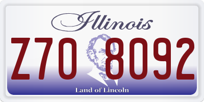 IL license plate Z708092