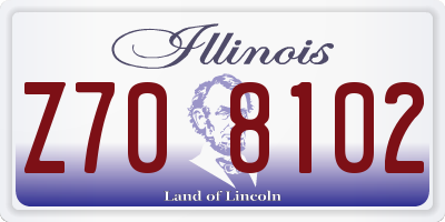 IL license plate Z708102